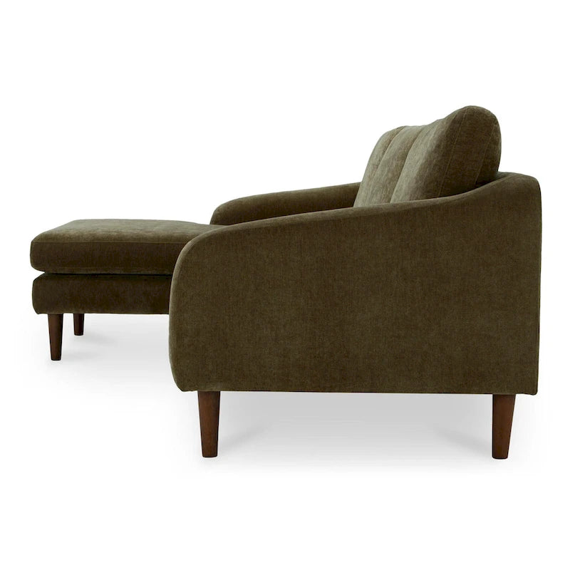 Dunkelbraunes Ecksofa mit umkehrbarer Ottomane