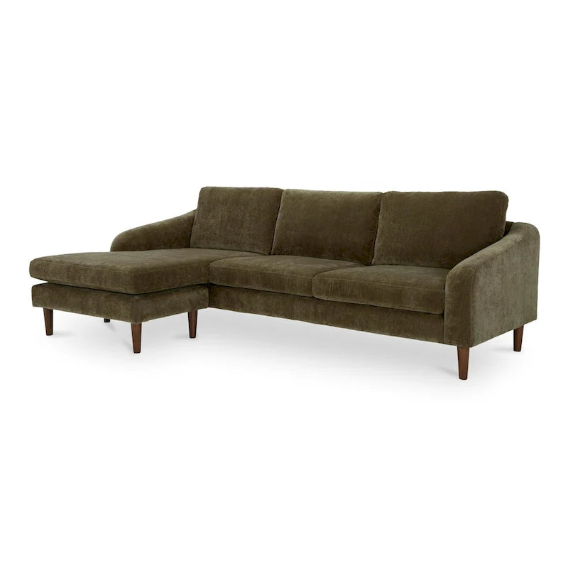 Dunkelbraunes Ecksofa mit umkehrbarer Ottomane