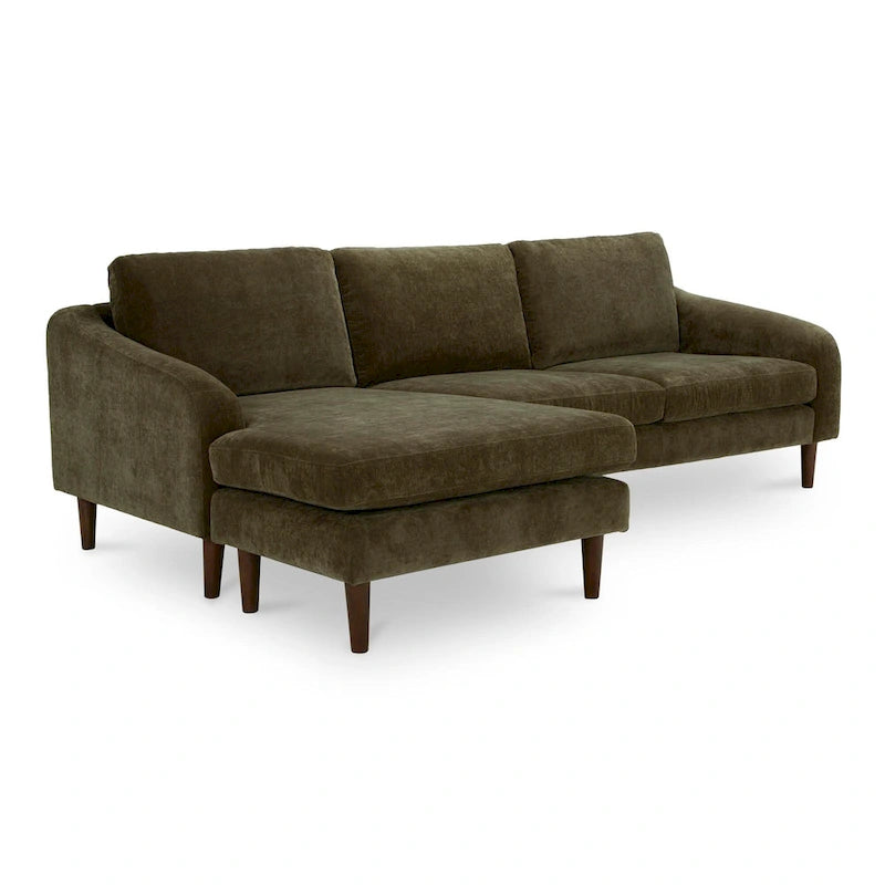 Dunkelbraunes Ecksofa mit umkehrbarer Ottomane