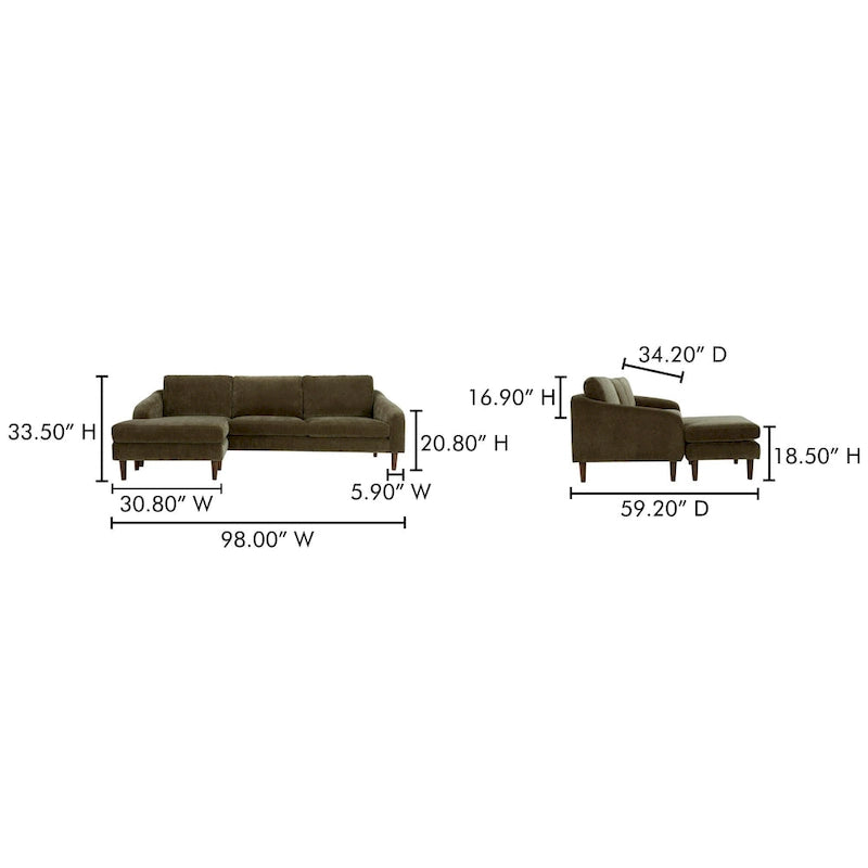 Dunkelbraunes Ecksofa mit umkehrbarer Ottomane