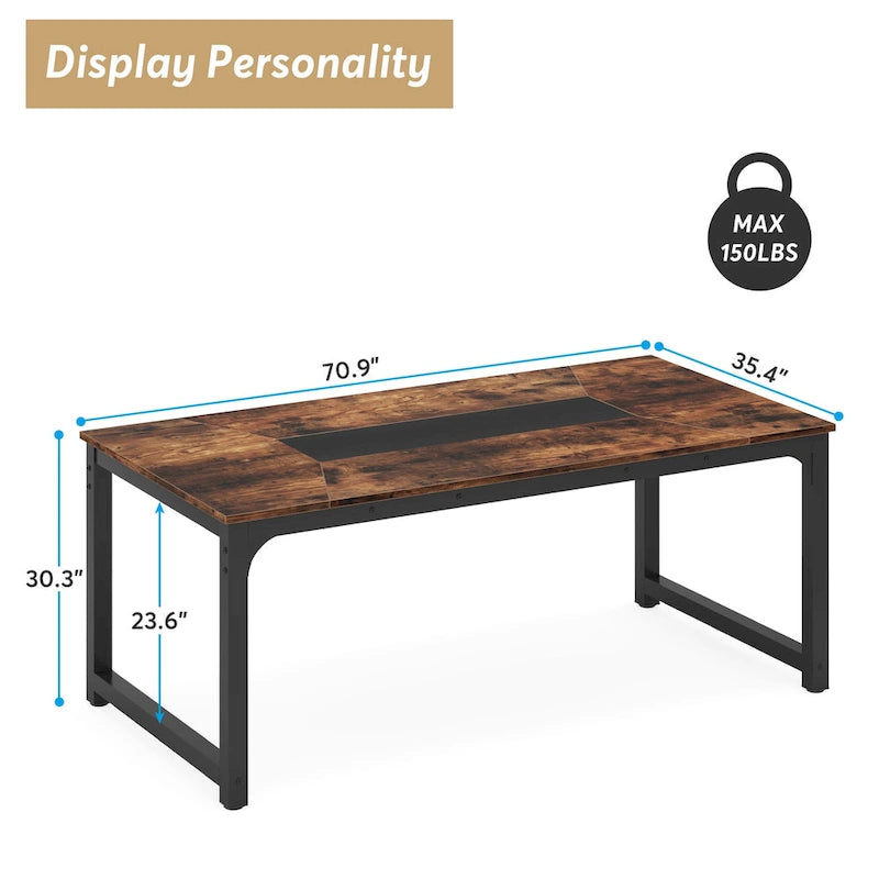 Rustic Brown Industrial Dining Table for 4–6