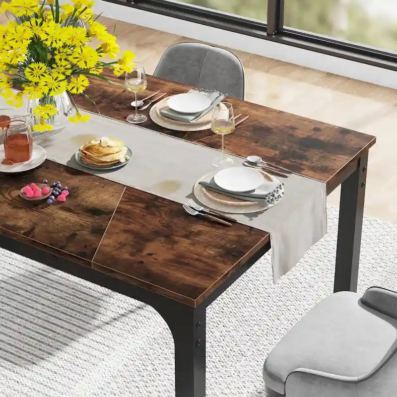 Rustic Brown Industrial Dining Table for 4–6