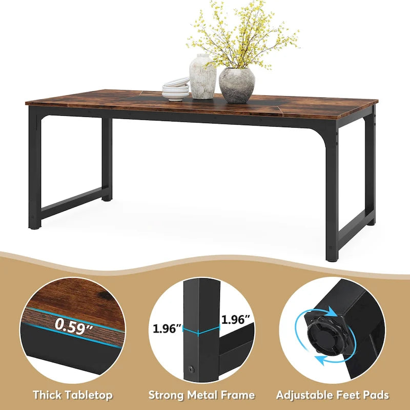 Rustic Brown Industrial Dining Table for 4–6
